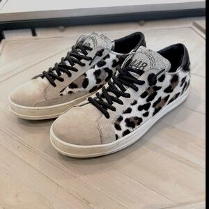 P448 Animal Print Brown, Black, and Cream Sneakers Size 9/9.5